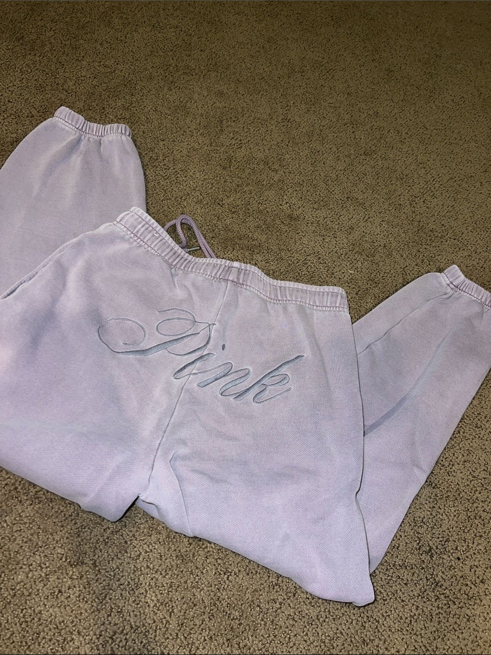 PINK Victoria's Secret Lilac Embroidered Logo Sweatpants